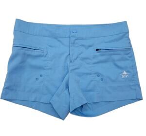 5Fin By Aftco Womens Light Blue Rip Stop Board Shorts Size 8 36" Resort